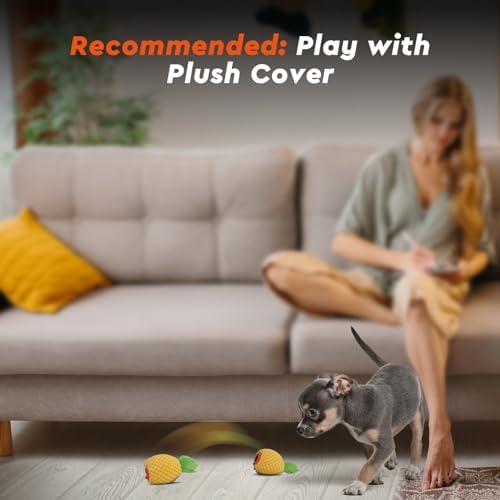 Interactive Dog Toys Ball Small, 2.1 inch Bouncing Rotating Ball, Pet Toys for Small Dogs, USB Rechargeable (Orange)