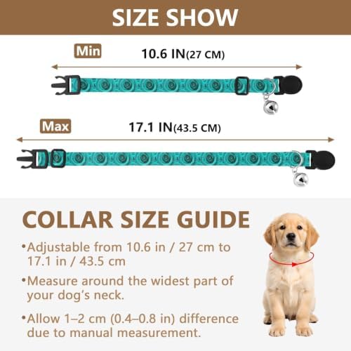 Turquoise Rose Petals Collar for Cats, 2 Pack Decorative Pet Collar with Bell