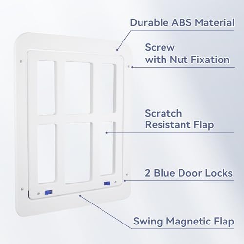 NAMSAN Cat Screen Door, Flap Opening 8.3 x 10.3 inches, Doggie Door for Screen Door, Window Cat Door Magnetic Self-Closing, Cat Door for Sliding Door, Lockable, White