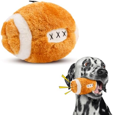 SPOT Plush Football Dog Toy with Squeaker | Soft, Plush Fabric Football Squeak Toy for Small and Large Dog Breeds | Fetch Toy for Throwing and Chasing | 4.5"