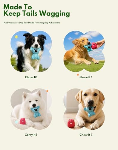Deeow Soft Latex Dog Toys, Squeaky Puppy Teething Enrichment Toys 2''