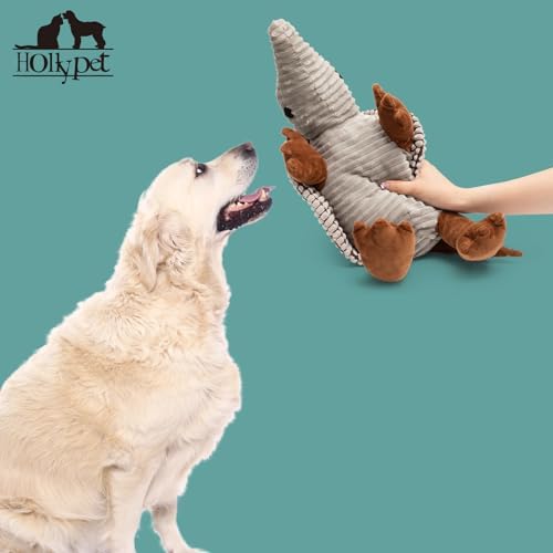 Hollypet Armadillo Squeaky Dog Toys for Medium Large Dogs, 14"