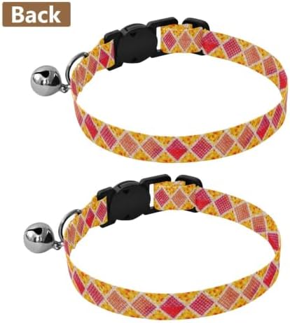 2 Pack Pet Collar Vintage Patchwork Quilts Cat Bell Collar, Adjustable 10.6 to 17.1 Inches