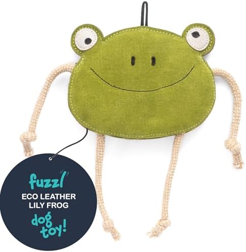 Fuzzl Eco Leather Lily Frog Natural and Tough Dog Toys - Dog Toy for Dogs and Puppy