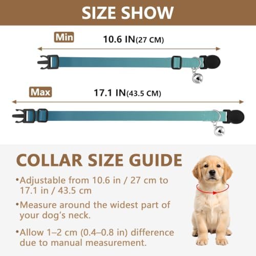 Blue Gradient Comfortable Cat Collar, 2 Pack Breakaway Cat Collars with Bell