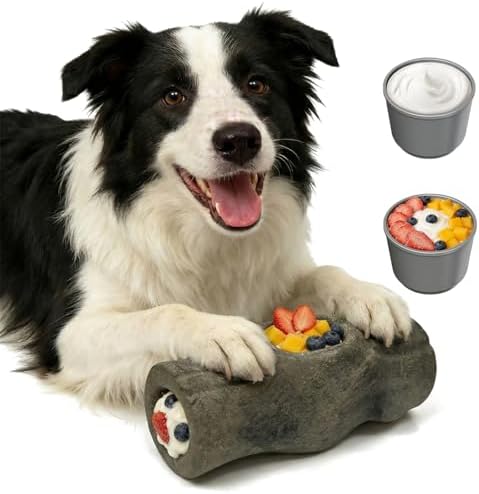 XXL Durable Dog Enrichment Toy, Frozen Dog Toy with Removable Treat Mold, Interactive Chew & Lick Toy for Puppy Large Medium Dogs, Coffee Wood Fiber, Indestructible for Aggressive Chewers