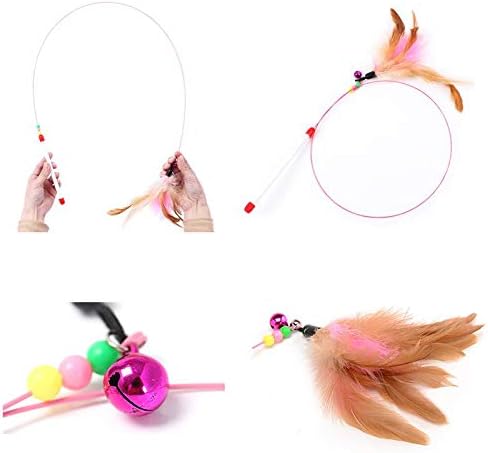Cat Interactive Toy Stick Feather Wand With Small Bell Mouse Cage Toys Plastic Artificial Colorful Cat Teaser Toy Pet Supplies (Tpye7)