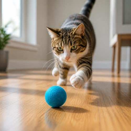 Wool Cat Toys - Felt Cat Toy Balls for Small Pet Fetch and Play - Eco Friendly Quiet Wool Ball Cat Toy for Cats and Kittens - 6 PCS Choose Your Colors (Aqua)
