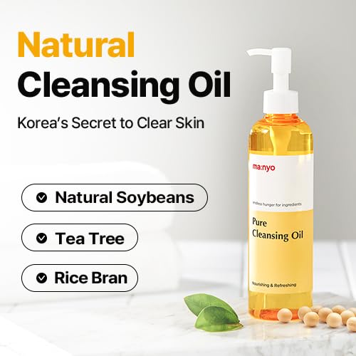 MANYO Pure Cleansing Oil Korean Facial Cleanser, Blackhead Melting, Daily Makeup Removal with Argan Oil, Korean Skin care 6.76 fl oz (200ml)