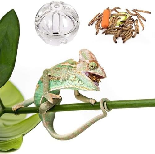 Bearded Dragon Feeder Toy - Reptile Foraging Ball Lizard Enrichment Interactive Toy Reptile Terrarium Tank Decor for Lizard, Bearded Dragon,Chameleon Small Animals (3.4 Inch)