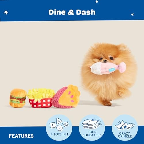BarkBox Dine & Dash Interactive Plush Dog Toy Bundle