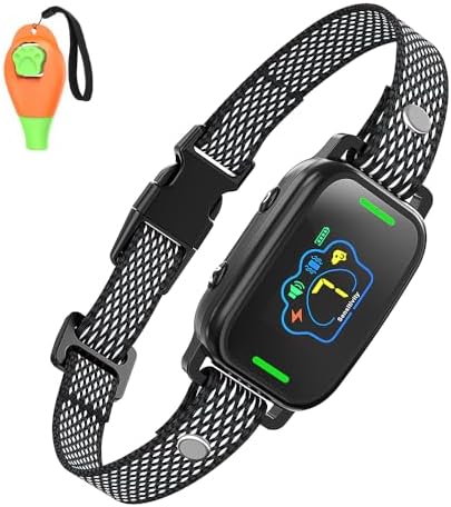 Dog Bark Colla，Rechargeable Anti Barking Training Collar for Large Medium Small Dogs，7 Sensitivity and 9 Intensity Levels Shock Mode，Smart Bark Training Collar with Beep Vibration Shock