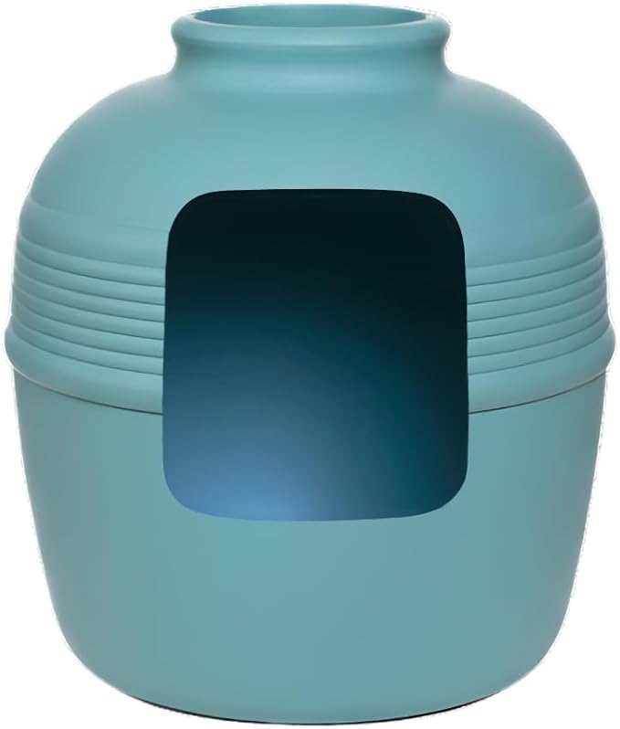 Good Pet Stuff Hidden Litter Box Planter, Decorative Cat Litter Enclosure with Carbon Filter, Upgraded Design, Easy to Clean, Replacement Kit, Original Round Style, Coastal Blue