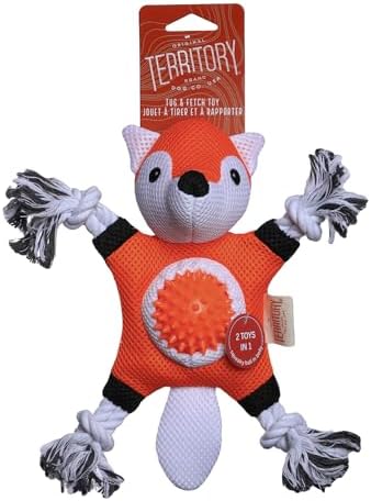 Territory 2 in 1 No Stuffing Removable Fetch Ball Tug Dog Toy for Small Medium Large Dogs, Fox
