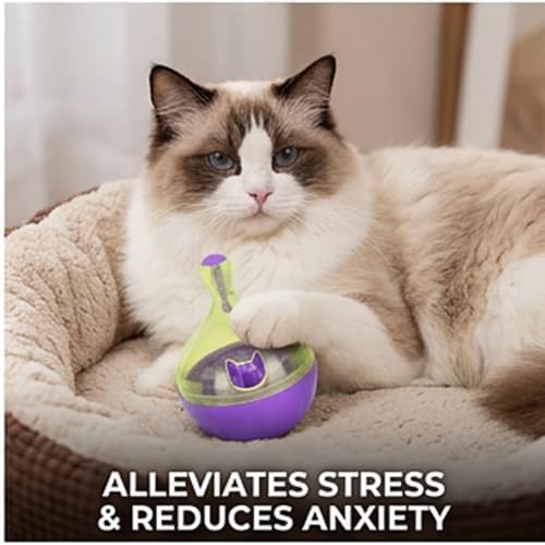 ZJchao Cat Treat Dispenser, Cat Puzzle Feeder, Pet Slow Feeder Treat Ball Interactive Cat Toy Treat Dispenser Dog Ball Dispensing Dog Toys Enrichment and Exercise for Purple