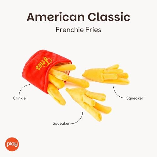 P.L.A.Y. Cute Plush Dog Toys - Fast Food Themed Durable Giggle Chew Toy, Great for Puppies & Small, Medium, Large Dog - Machine Washable, Recycled Materials (American Classic French Fries, X-Small)
