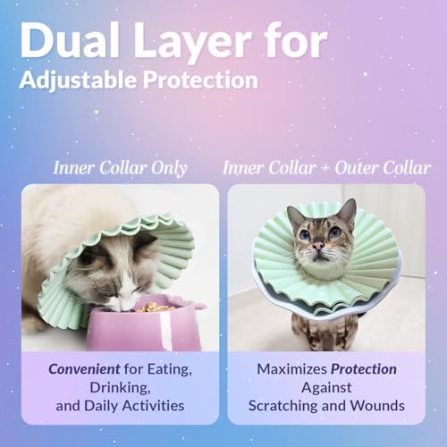 McGill’s Tail Cat Cone Collar Soft, Comfortable Cat Recovery Collar with Royal Ruffled Design, Adjustable Elizabethan Collar for Cats, Water-Resistant EVA Cat Cones After Surgery (Sky Blue, M)