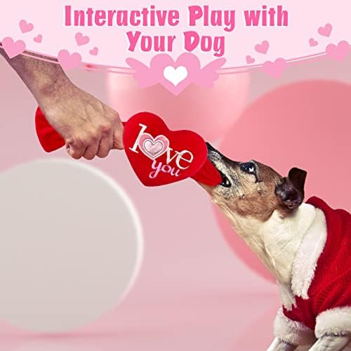 Valenine's Day Dog Toys, 2 Pack Plush Squeaky Dog Toys with Heart Shape, Valentines Day Dog Gifts for Small and Medium Dogs