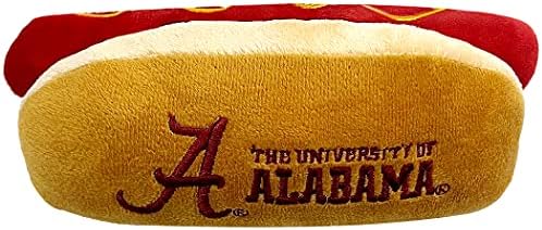 NCAA Alabama Crimson Tide HOT Dog Plush Dog & CAT Squeak Toy- Cutest HOT-Dog Snack Plush Toy for Dogs & Cats with Inner Squeaker & Beautiful Football/Basketball Team Name/Logo