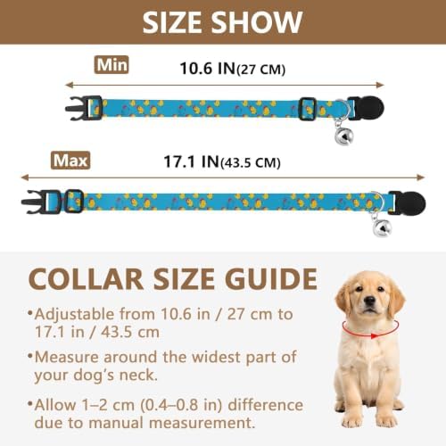 Yellow Chickens Running Kitten Collar 2 Pack Dog Collars for Small Dogs Adjustable 10.6 to 17.1 Inches