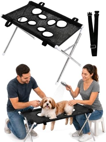 2-in-1 Foldable Pet Grooming Bed, Portable Dog Washing Station，C