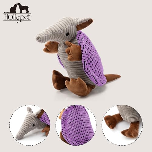 Hollypet Armadillo Squeaky Dog Toys for Medium Large Dogs, 10"