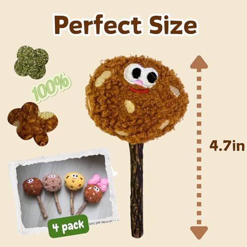 CECE PAW 4 Pack Catnip & Silvervine Lollipops, Cat Chew Toy for Kitten Teething, Interactive Cat Toy for Bored Indoor Cats, Cat Kicker Toy