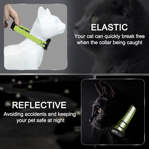 Reflective AirTag Cat Collar, Integrated Cat Collar with Air Tag Holder | Built in AirTag Holder, Adjustable 7-13in for Cats, Kittens and Puppies, Safety Elastic Band, Reflective for Night Walking