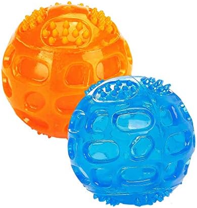 ACEONE Dog Squeaky Ball, Pet Squeak Chew Bouncy Rubber Toy Balls for Small Large Dogs Indestructible Exercise Training Playing