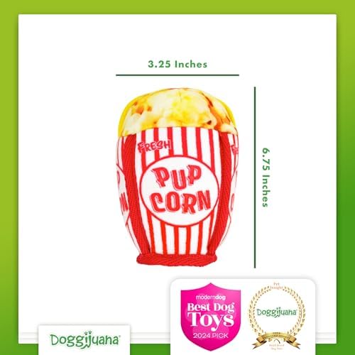 Doggijuana Mini Tuffer Chewer Dog Toy, Pupcorn | Squeaky Refillable Toy