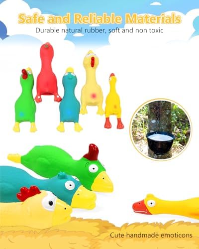 Dog Squeaky Toys Chicken, Natural Rubber Chicken Dog Toys 5 Pcs, Interactive Training Toys for Puppies Small Medium Breed Gentle Chewers