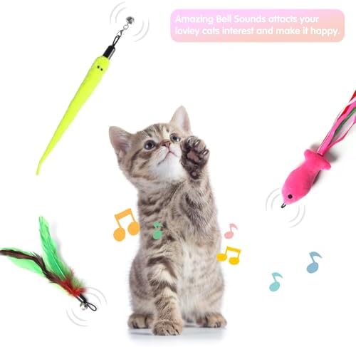 Retractable Cat Toy Wand 12 Packs Interactive Cat Feather Toys