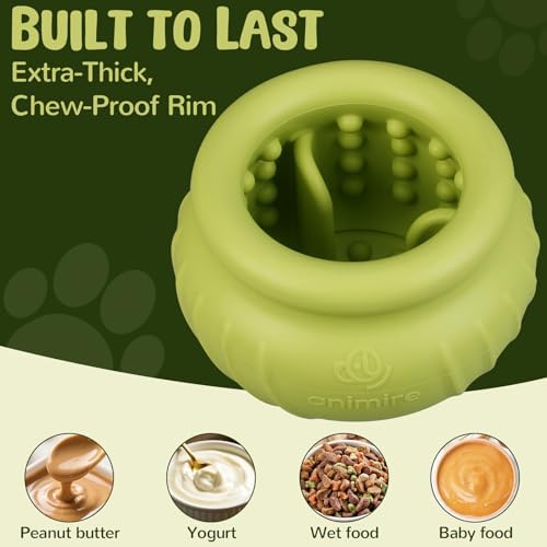 Wobbly Dog Enrichment Lick Toy, Stuffable Frozen Lick Bowl to Keep Dogs Busy, Long-Lasting Interactive Treat Dispensing Dog Toy, Silicone Fetch Catch Chew Toy(Green,M)