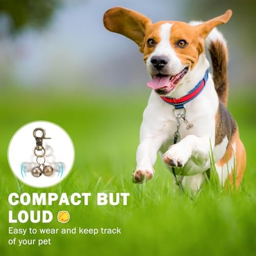 SCENEREAL Bells for Dog Collars - 2 Pack Pet Hanging Ring Bell Accessories for Dog & Cat, Pet Pendant Collar Charm with Heavy Duty Snap Clips, Copper Bells for Tracking and Training Christmas Gift