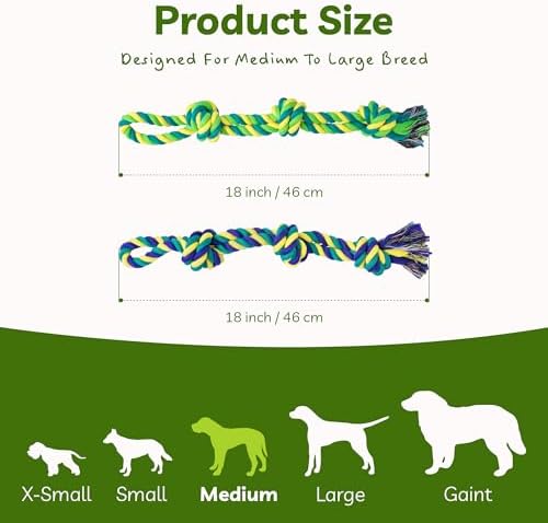 SHARLOVY Dog Rope Toy for Medium Dogs