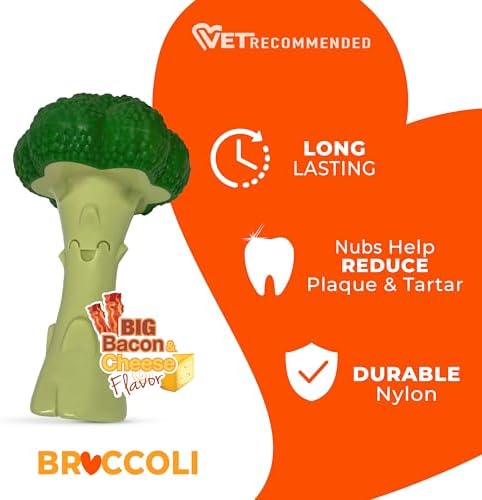 Nylabone Power Chew Broccoli Dog Chew Toy, Bacon & Cheese Flavor, Large