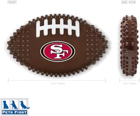 NFL San Francisco 49ers Mega-chew Hard Nylon Bacon-flavored Dog Bone Football Chew Toy. Indestructible Interactive Toy Tough Dog Chew for Aggressive Chewers