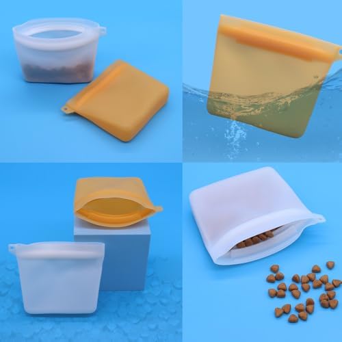 2 Pack Dog Treat Pouch Mini Training Bag with Closure Seal Clip 4oz Silicone Waterproof Pouches Carrier Dispenser for Puppy Small Dogs Pet Snack Leash Attachement