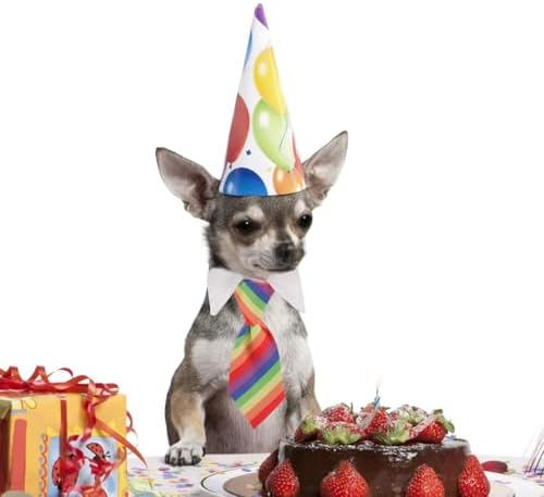 Adjustable Pet Necktie Rainbow Stripe Cloth Costume Accessory