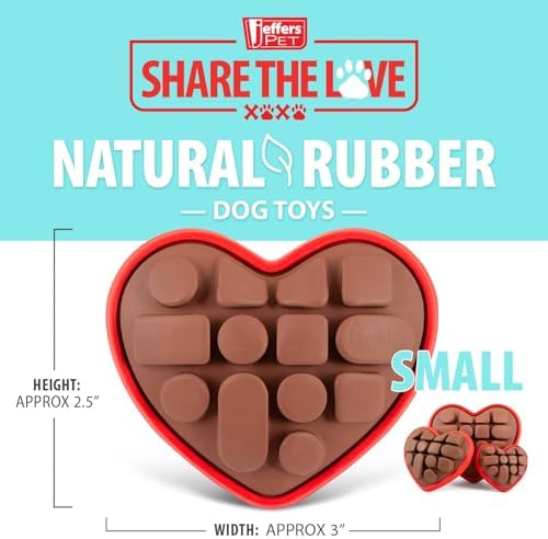 Jeffers Pet Natural Rubber Dog Chew Toy – Chocolate Heart Shape, Small – Vanilla Scent, Durable, Non-Toxic, Dishwasher Safe, Interactive Fetch & Tug Toy - Perfect for Play, Training at Home