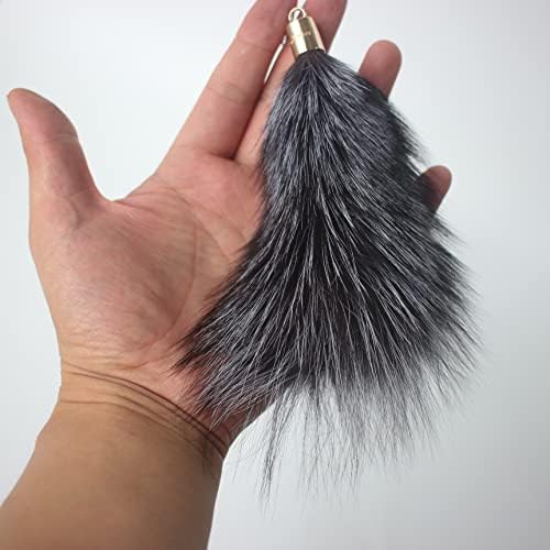 Fosrion Real Raccoon Tail Fur Cat Toy, 3 Fox Fur Piece