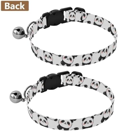 Cute Pandas White Comfortable Cat Collar, 2 Pack Collar with Bell for Dog Puppy
