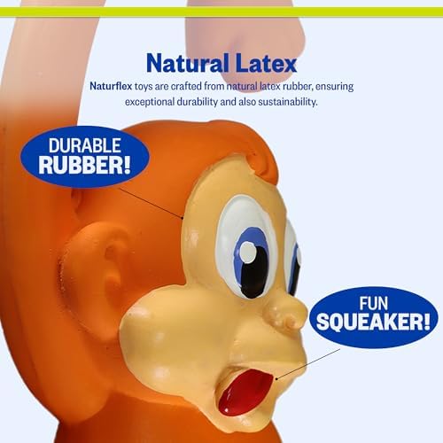 PetSport Naturflex Monkey - Squeaky Latex Rubber Dog Toys, Interactive Play for Small & Medium Dogs, Puppy Toy with Squeaker, Soft & Durable Pet Product - 6"