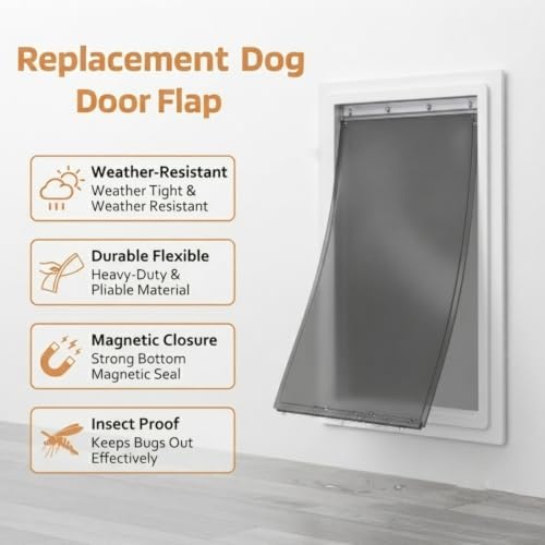 AMZOO Medium Dog Door Replacement Flap PetSafe 8 1/8”x12 7/8” 2 Packs | Compatible Freedom PAC 11-11038 Pet Door Flaps Magnetic Closure Weather-Resistant Durable Non-Toxic Silicone Easy Install