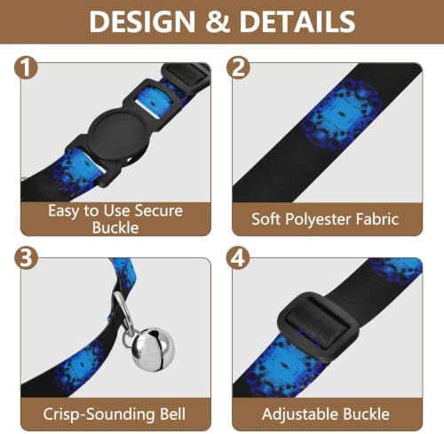 Skulls Blue Dog Collar with Bell 2 Pack Pet Collars Adjustable Length 10.6" to 17.1"