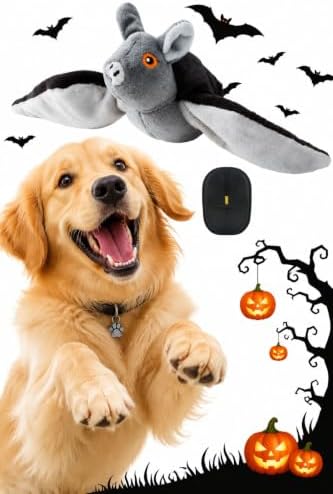 Wild Paws Flying Bat Dog Toy,Wild Whisker Flying Bat with Pet Hair Removal Glove, Rechargeable Motion Activated Dog & Cat Toy for Indoor Outdoor Play