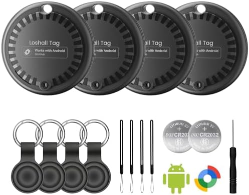 Air Tags for Android,Air Tags-4 Pack Android,2 Year Battery Life,Air Tracker Tags with 4 Case,Google Find Trackers for Google'S Find Hub App,IP65 Waterproof Luggage Tracker for Keys