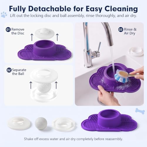 Anti-Slip Slow Feeder Dog Bowl and Lick Mat with Rolling Ball