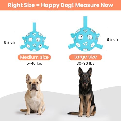 8 Inch Dog Soccer Ball with Straps, Jolly Ball for Medium Dogs
