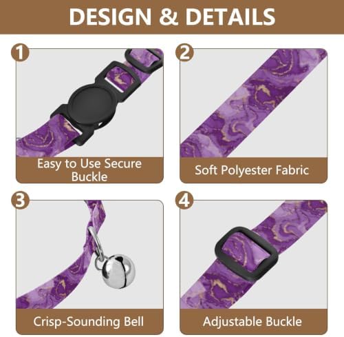 Swirling Marbled Purple Kitten Collar 2 Pack for Puppy Adjustable Length 10.6" to 17.1"